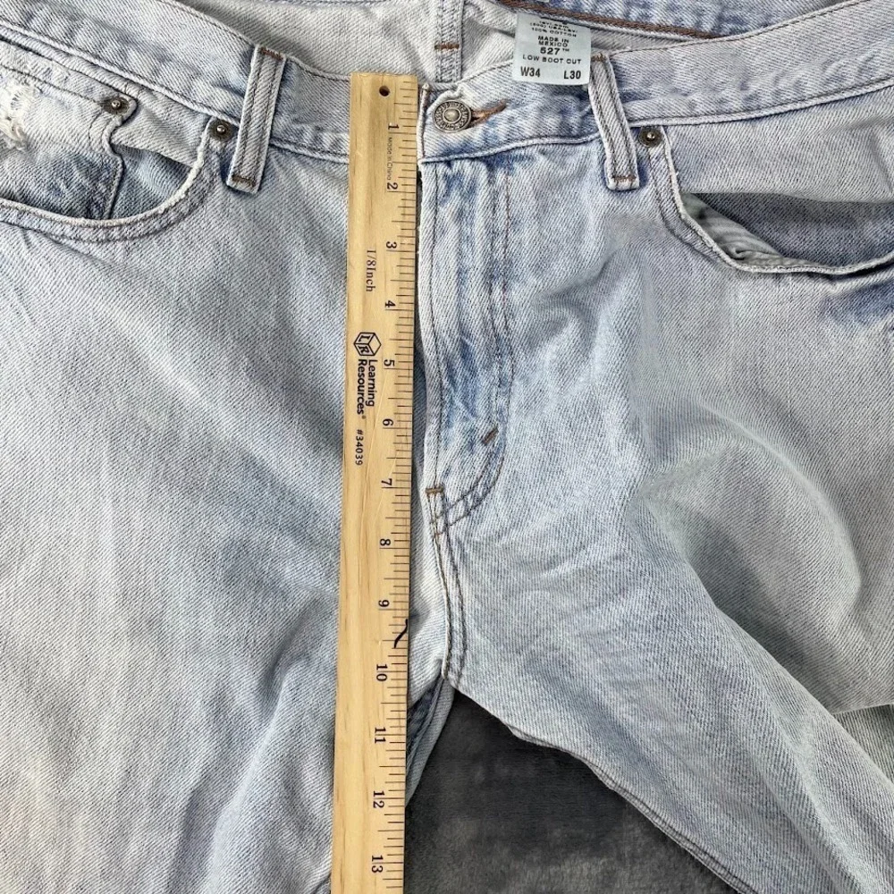 Levis 527 Y2K Boot Cut Jeans Mens 34x30 Fits 36x32 Light Blue Denim Cowboy